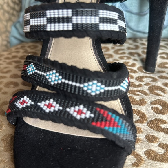 New RARE Jessica Simpson Erienne black beaded high-heeled sandal - Picture 2 of 9